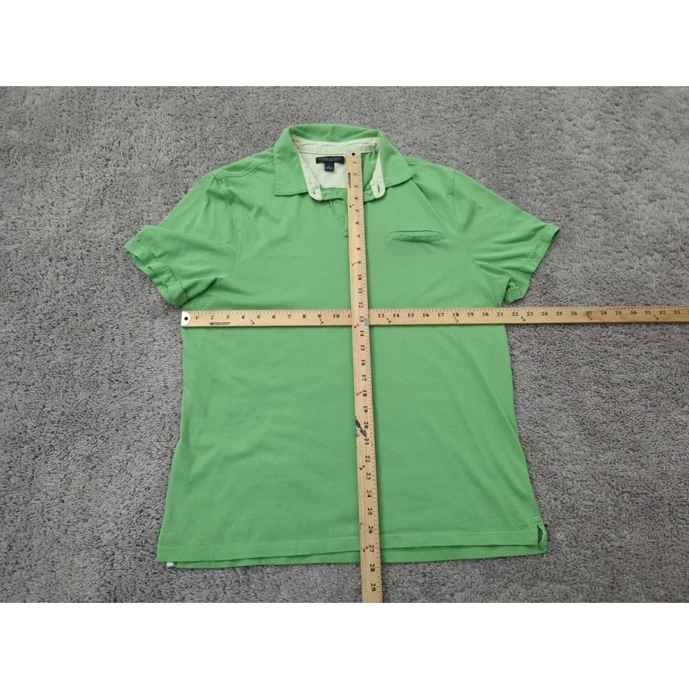 Banana‎ Republic Polo Shirt Mens L Green Short Sleeve Chest Pocket Fitted Pima
